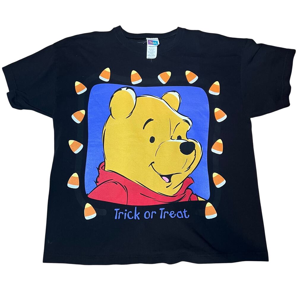 Vintage Disney 90's Winnie the Pooh big face  candy corn halloween Tshirt Large